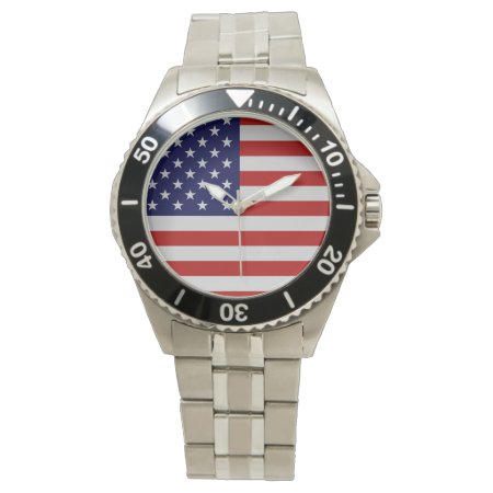 American Flag Stainless Steel Bracelet Watch