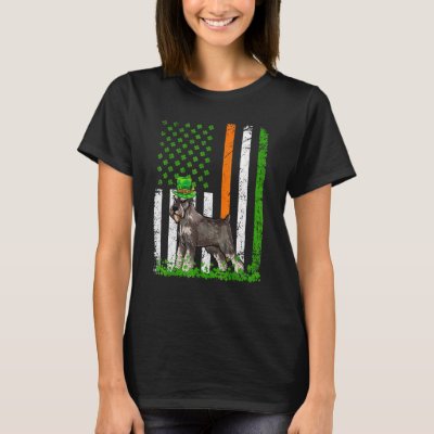 American Flag Standard Schnauzer Dog  St Patricks  T-Shirt