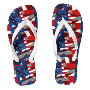 American Flag Star Adult Flip Flops