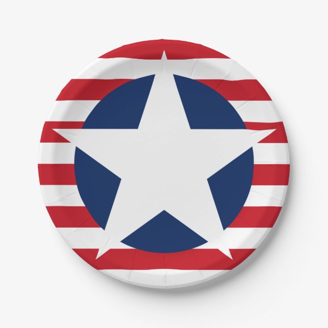 American Flag Star and Stripes Patriotic Paper Plates (Front)