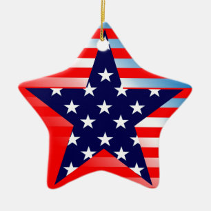 American Flag Star Ceramic Ornament