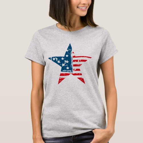 American Flag Star Grunge Vintage Tshirt