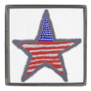 American Flag star Gunmetal Finish Lapel Pin