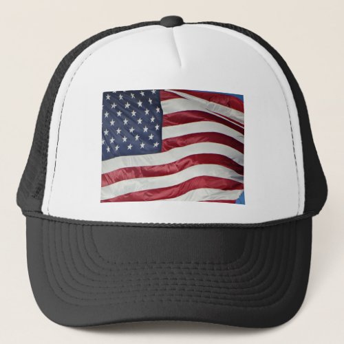 American FlagStar Spangled Banner red white blue Trucker Hat