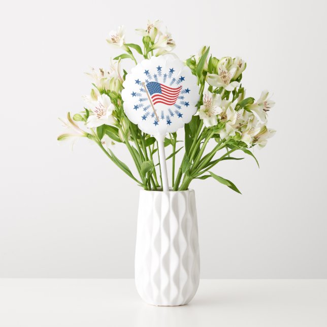 American Flag Starburst Fireworks 4th of July Balloon (Vase)