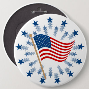 American Flag Starburst Fireworks 4th of July Button