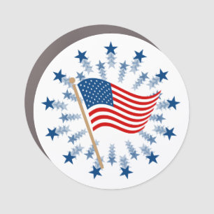 American Flag Starburst Fireworks 4th of July Car Magnet