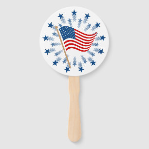 American Flag Starburst Fireworks 4th of July Hand Fan