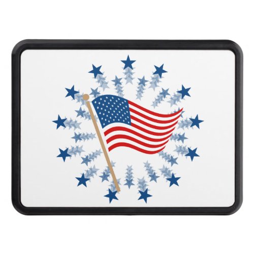 American Flag Starburst Fireworks 4th of July Hitch Cover