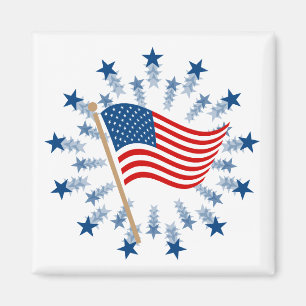 American Flag Starburst Fireworks 4th of July Magnet