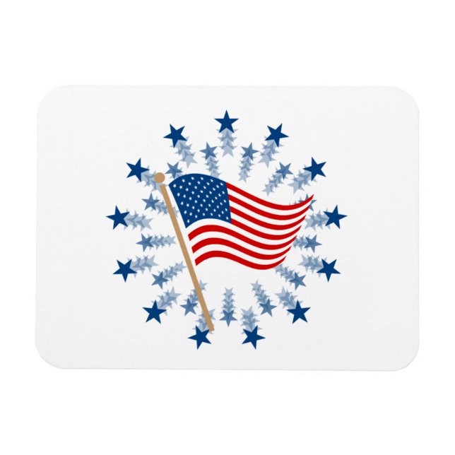 American Flag Starburst Fireworks 4th of July Magnet (Horizontal)