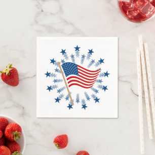 American Flag Starburst Fireworks 4th of July Napkins