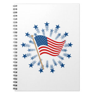 American Flag Starburst Fireworks 4th of July Notebook