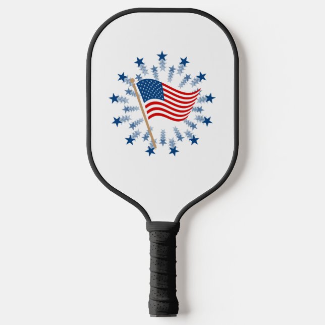 American Flag Starburst Fireworks 4th of July Pickleball Paddle (Front)
