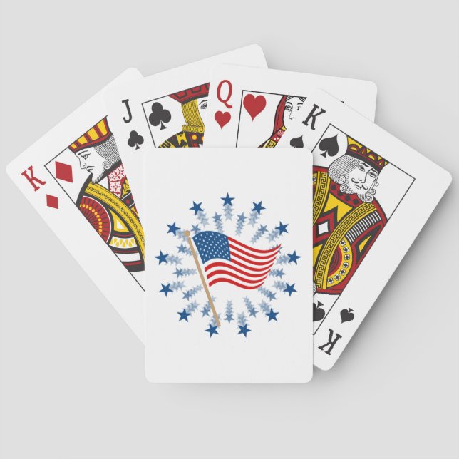American Flag Starburst Fireworks 4th of July Poker Cards (Back)