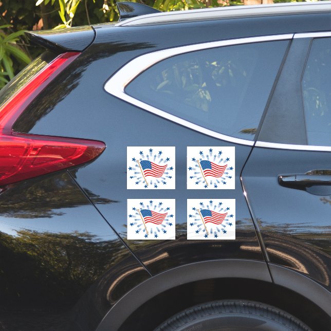 American Flag Starburst Fireworks 4th of July Sticker (Car Side)