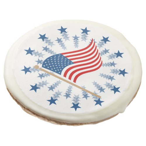 American Flag Starburst Fireworks 4th of July Sugar Cookie