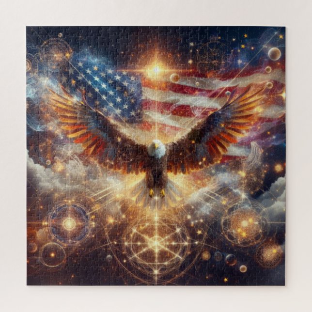American Flag - Stars and Stripes - Bald Eagle Jigsaw Puzzle (Vertical)