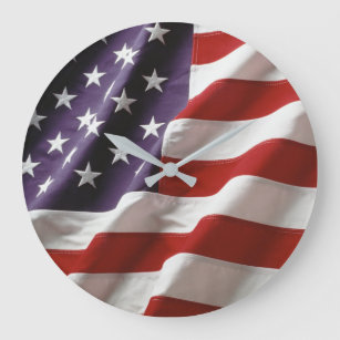 American Flag - Stars and Stripes Large Clock