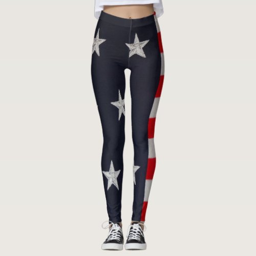 American Flag Stars and Stripes Leggings