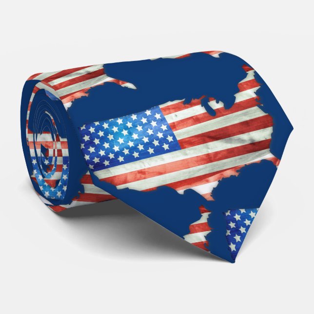 American Flag Stars and Stripes Patriotic Neck Tie (Rolled)