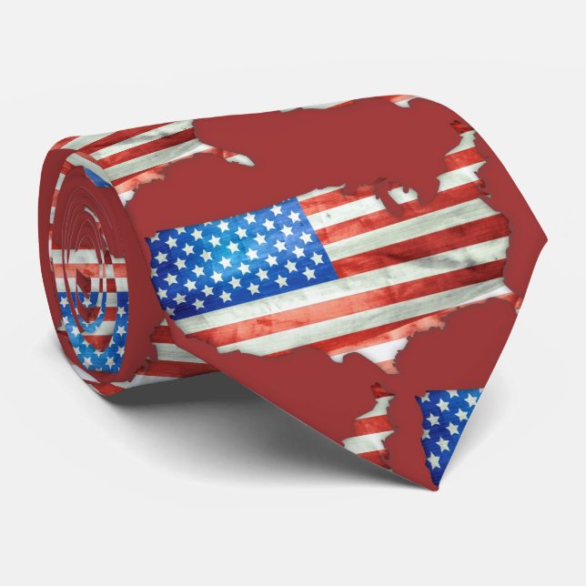 American Flag Stars and Stripes Patriotic Neck Tie (Rolled)