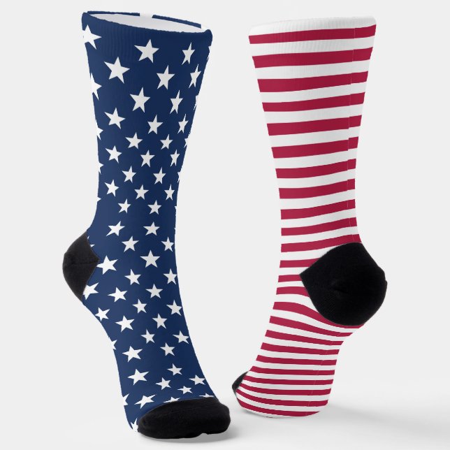 American Flag Stars and Stripes Patriotic USA Flag Socks (Angled)