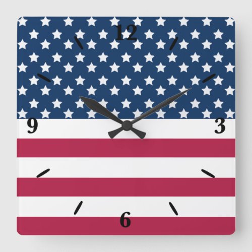 American Flag Stars And Stripes  Square Wall Clock