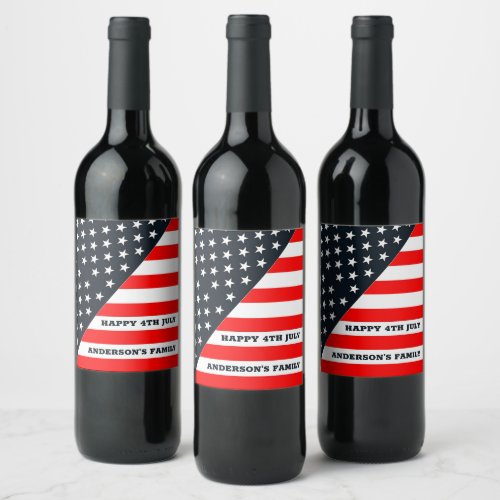 American Flag Stars And Stripes Wine Label