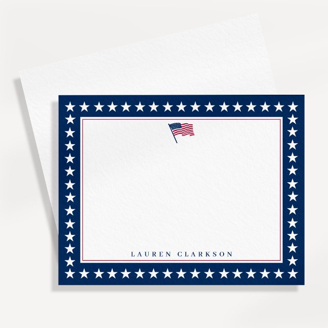 American Flag Stars Border 4th of July Note card (Creator Uploaded)