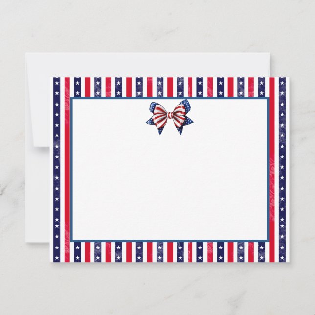 American Flag Stars Border 4th of July Note Card (Front)