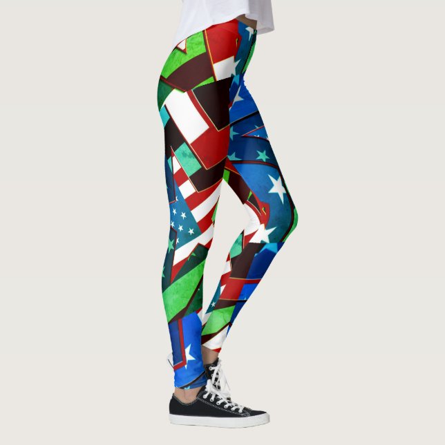 American Flag Stars Greenleaf Abstract Leggings (Right)