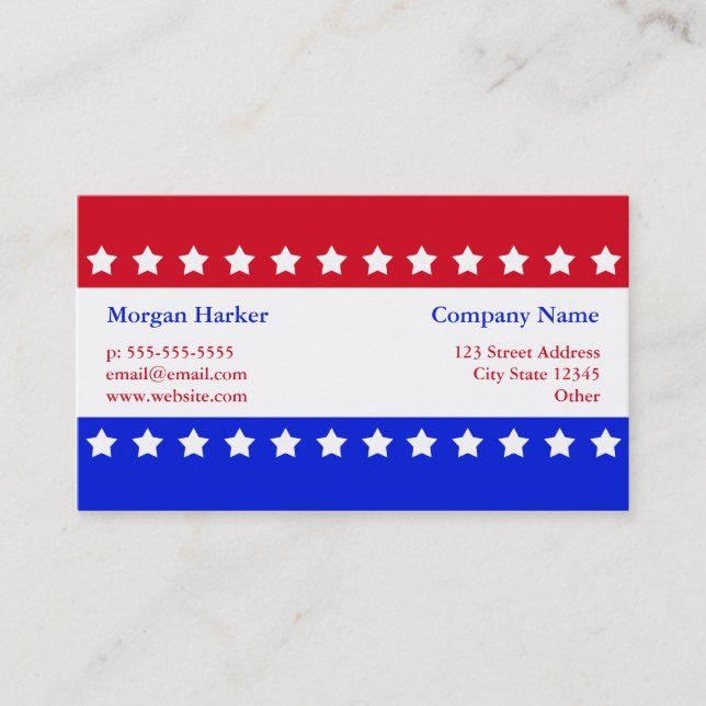 American Flag Stars Red White Blue Business Business Card (Front)