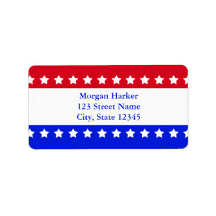 American Flag Stars Red White Blue Custom Text Label
