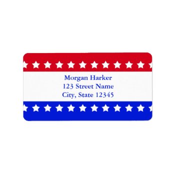 American Flag Stars Red White Blue Custom Text Label by SnappyDressers at Zazzle
