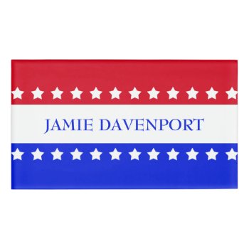 American Flag Stars Red White Blue Name Tag by birchandoak at Zazzle