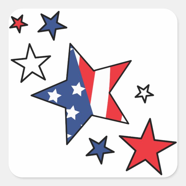 American Flag Stars Square Sticker (Front)