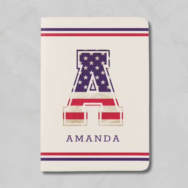 American Flag Stars & Stripe A Monogram Passport Holder (American Flag Stars & Stripe A Monogram Passport Holder)