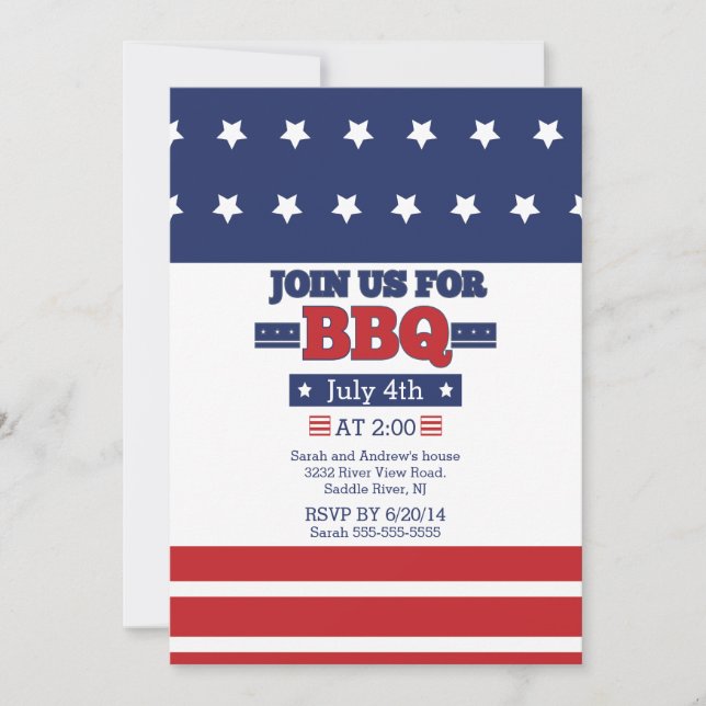 American Flag Stars & Stripes 4th of July Party Invitation (Front)