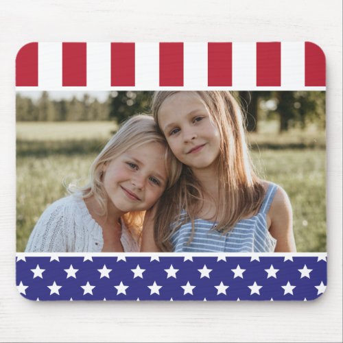 American Flag Stars  Stripes Add Your Photo Mouse Pad