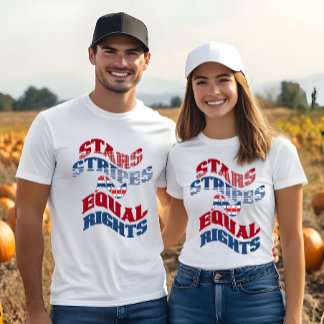 American Flag Stars Stripes and Equal Rights Name T-Shirt