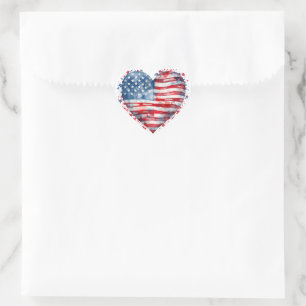 American Flag Stars Stripes Heart Patriotic USA  Sticker