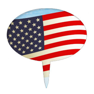 American Flag Stars Stripes Honor Freedom Troops Cake Topper