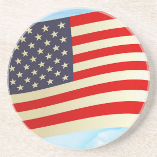 American Flag Stars Stripes Honor Freedom Troops Coaster