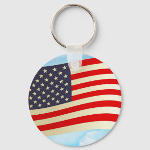 American Flag Stars Stripes Honor Freedom Troops Keychain