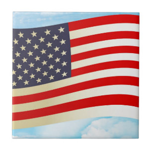 American Flag Stars Stripes Honor Freedom Troops Tile
