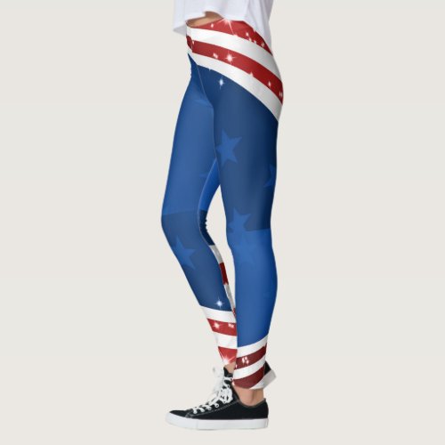American Flag Stars  Stripes  Leggings