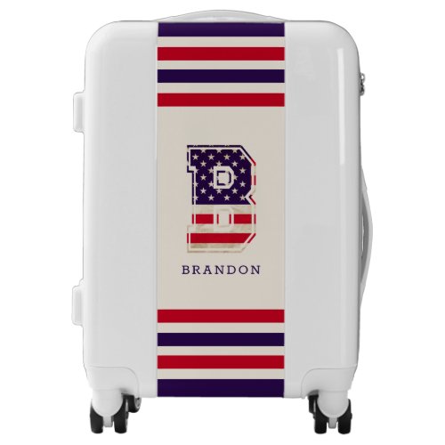 American Flag Stars  Stripes Monogram B  Luggage