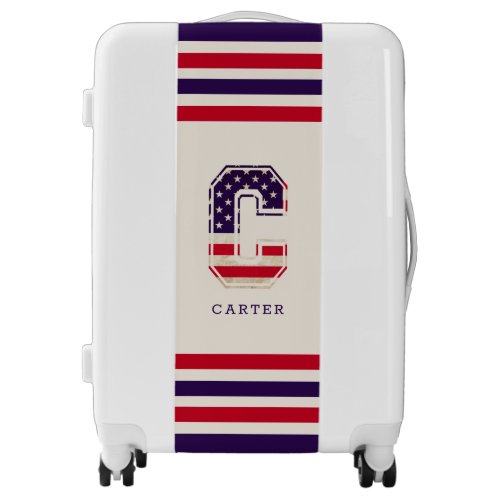 American Flag Stars  Stripes Monogram C  Luggage