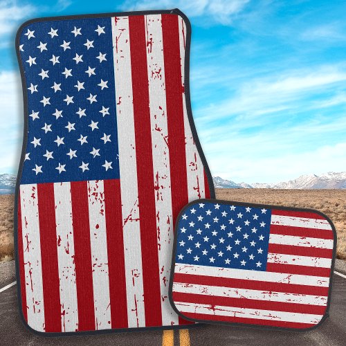 American Flag Stars  Stripes Patriotic Car Floor Mat